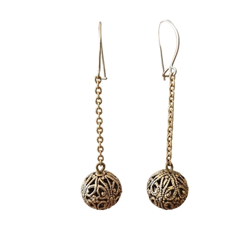 Vintage Filigree Golden Balls Dangle Earrings
